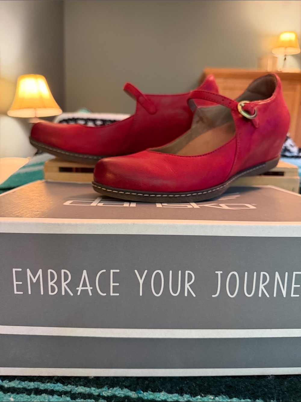 Dansko Red Mary Jane Flats with Buckle